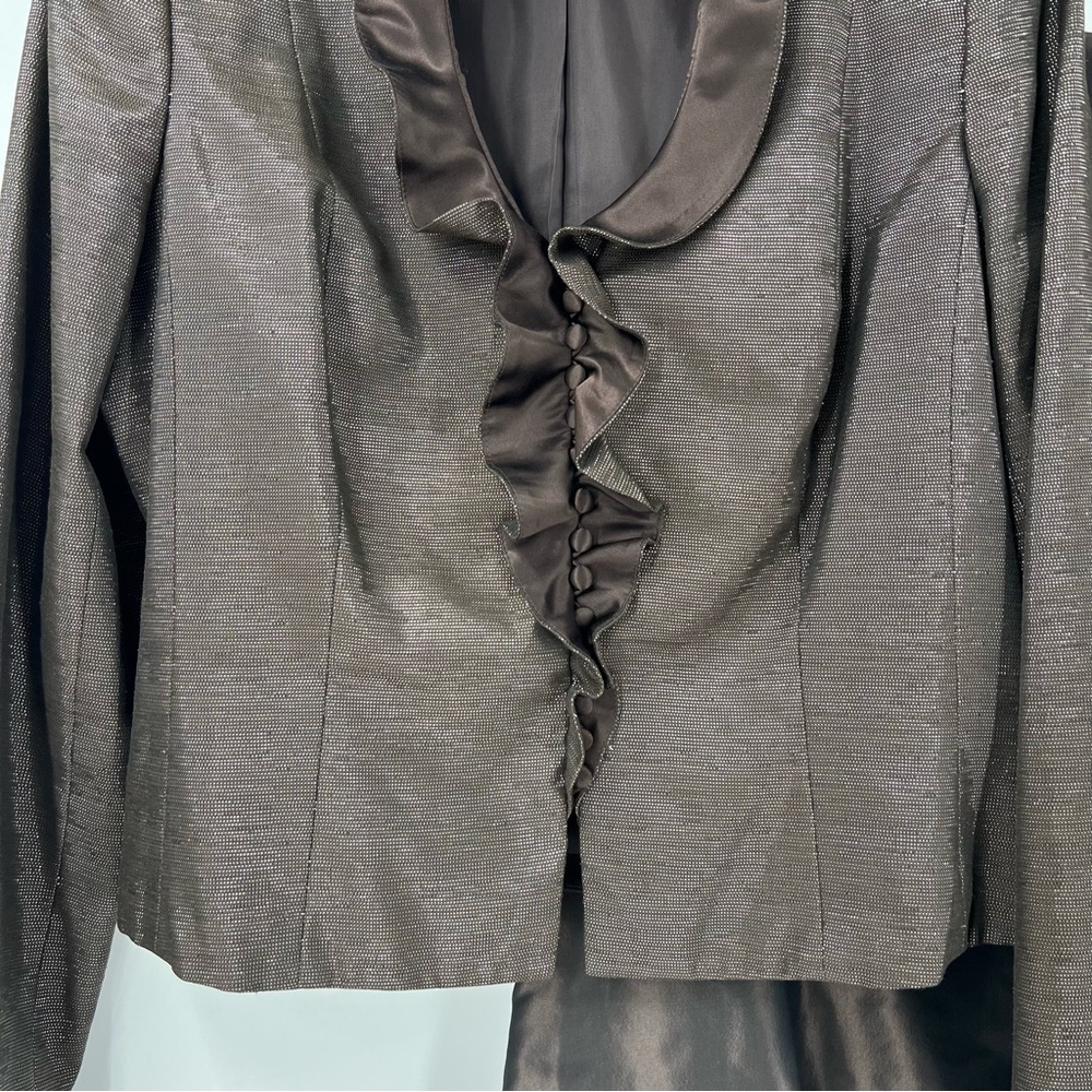 Carmen Marc Valvo 2 Piece MOTB Elegant Evening Wedding Attire Brown 16 - Picture 3 of 14